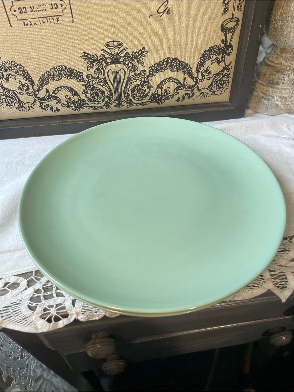 IKEA green ceramic dinner plates set of 2